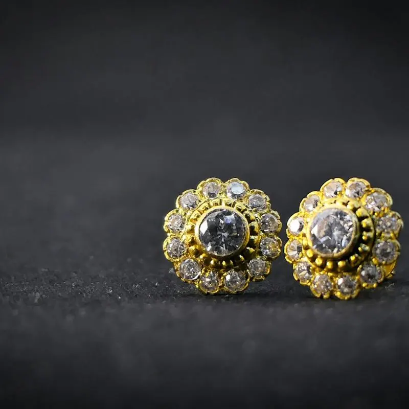 Aurora Circle Diamond Stud Earrings