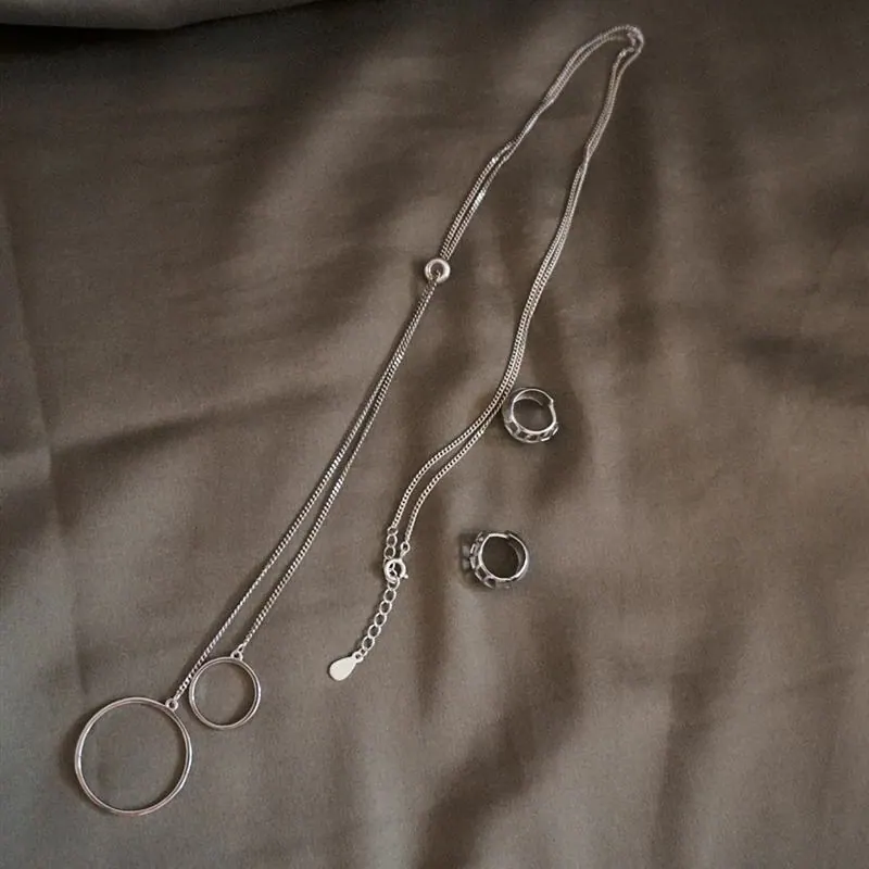 Trellis Leaf Silver Pendant and Earrings Set